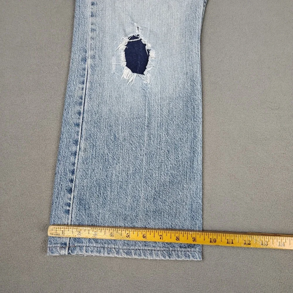 Vintage Y2K Levis Low Boot Cut 34x28 Blue Patchwork Thrashed Skater Grunge Rave